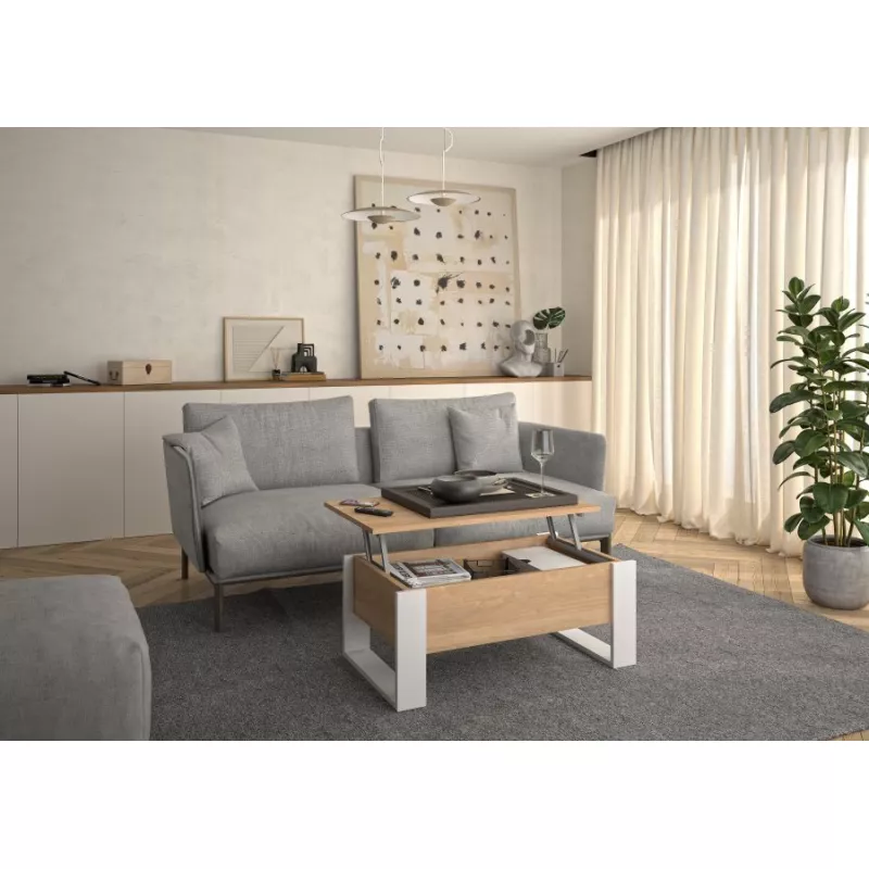 DENVER│Table basse relevante "Up&Down"│52x90xh40/52 cm│Chêne blond