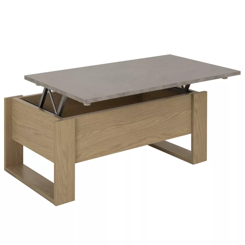 DENVER│Table basse relevante "Up&Down"│52x90xh40/52 cm│Chêne rockwood