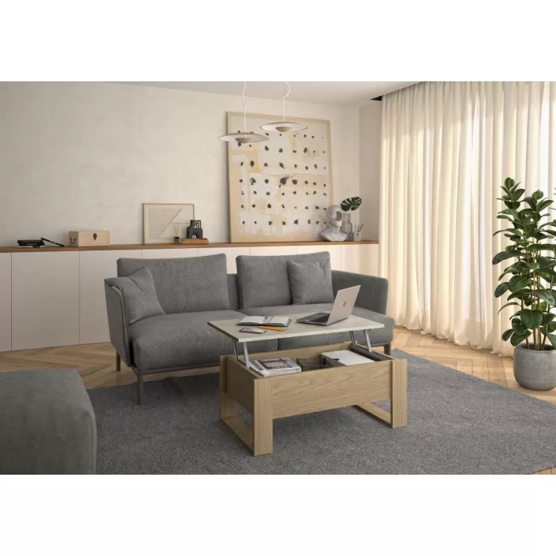 DENVER│Table basse relevante "Up&Down"│52x90xh40/52 cm│Chêne rockwood