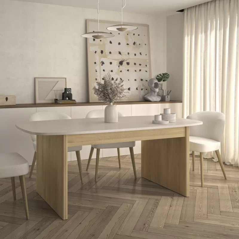 GALEO│Table angles arrondis 1 allonge│100x200/248xh78 cm│6-10 personnes