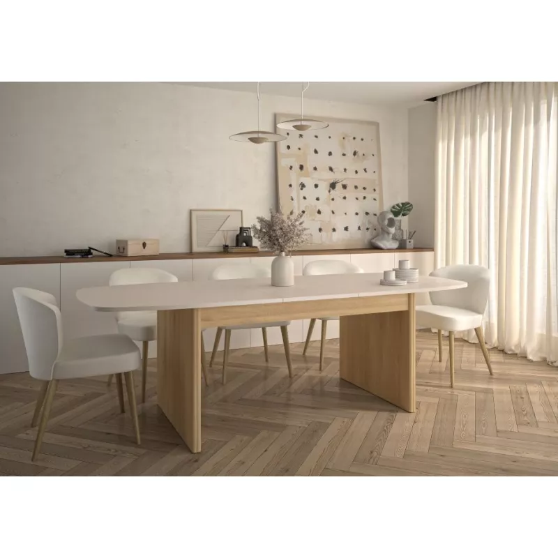 GALEO│Table angles arrondis 1 allonge│100x200/248xh78 cm│6-10 personnes