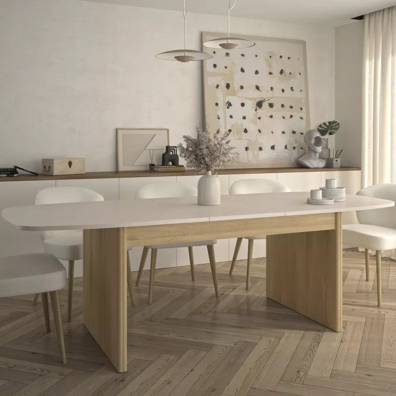 GALEO│Table angles arrondis 1 allonge│100x200/248xh78 cm│6-10 personnes
