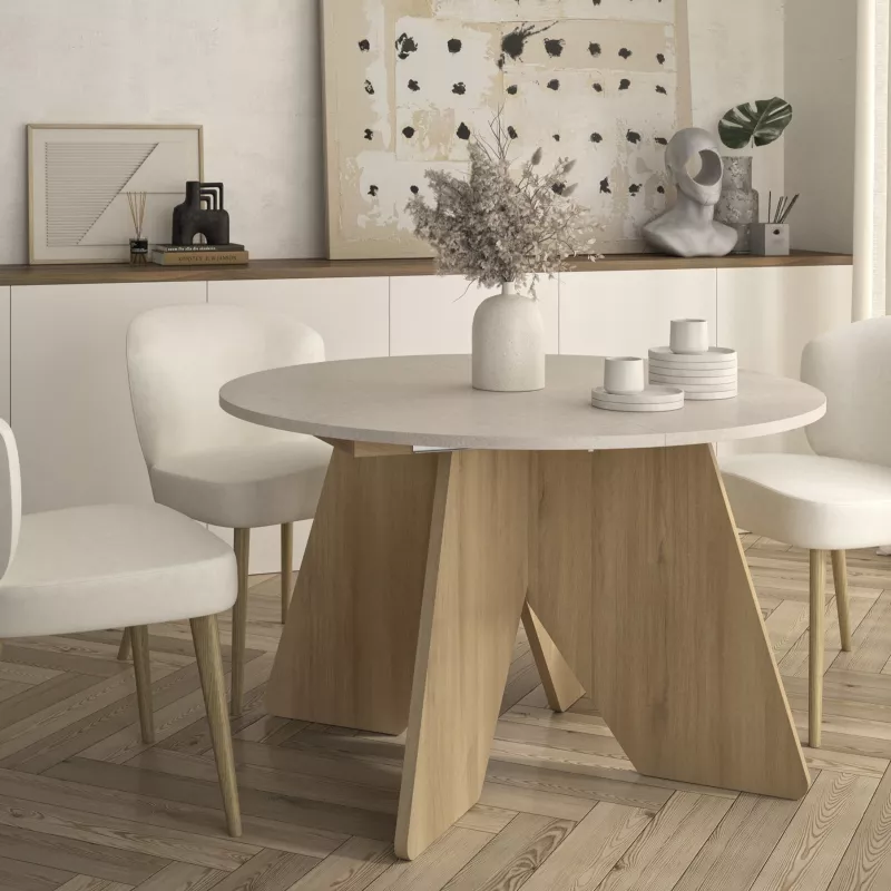 GALEO│Table ronde 1 allonge│120/160xh74 cm│4-6 personnes