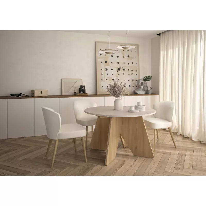 GALEO│Table ronde 1 allonge│120/160xh74 cm│4-6 personnes