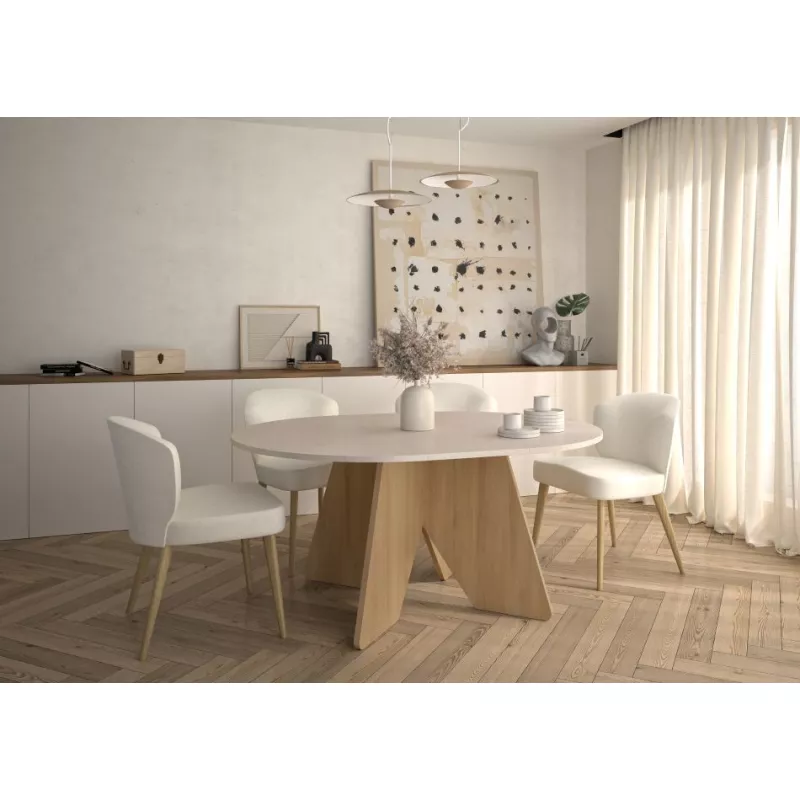 GALEO│Table ronde 1 allonge│120/160xh74 cm│4-6 personnes