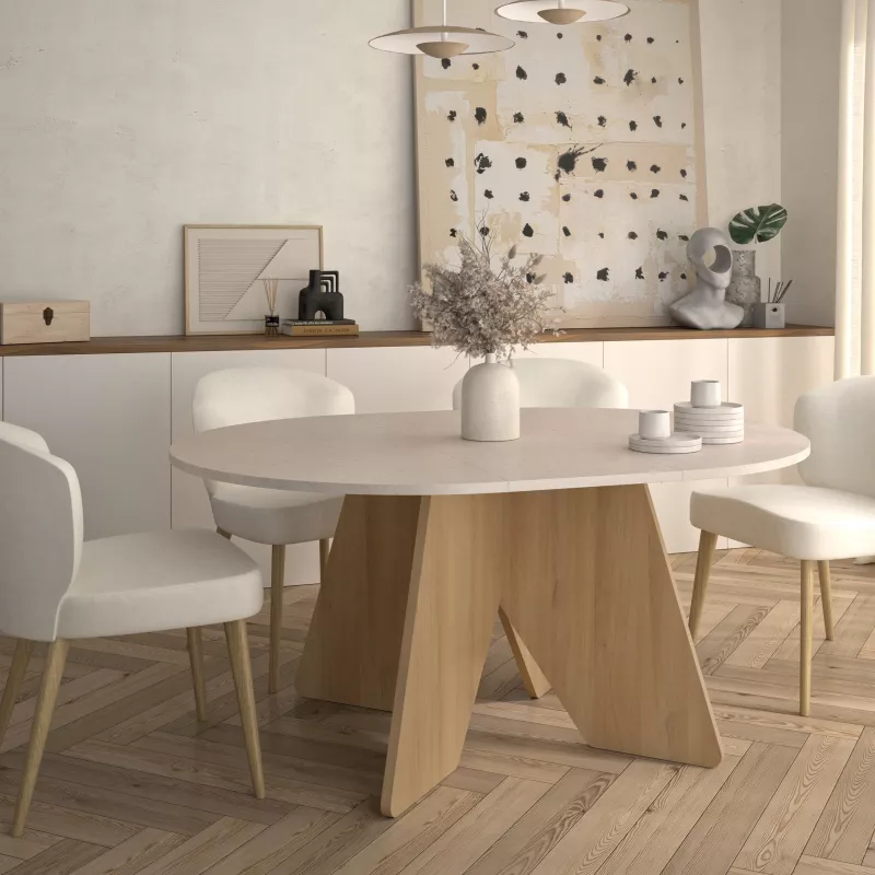 GALEO│Table ronde 1 allonge│120/160xh74 cm│4-6 personnes