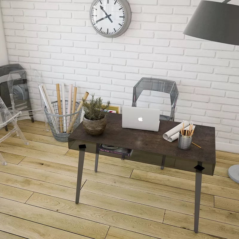 BOSTON │Bureau 120x60 cm│Piétement acier laqué noir mat│Coloris à choix