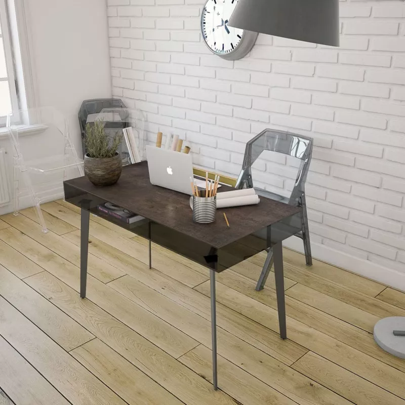 BOSTON │Bureau 120x60 cm│Piétement acier laqué noir mat│Coloris à choix