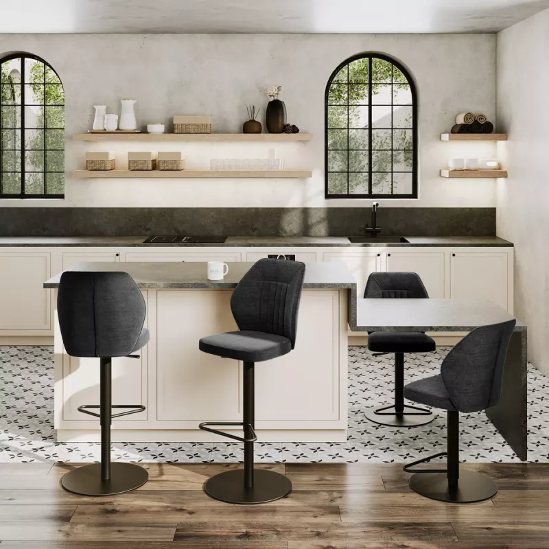 BUDAPEST│Tabouret H115 cm - Assise pivotante 360°│Tissus à choix