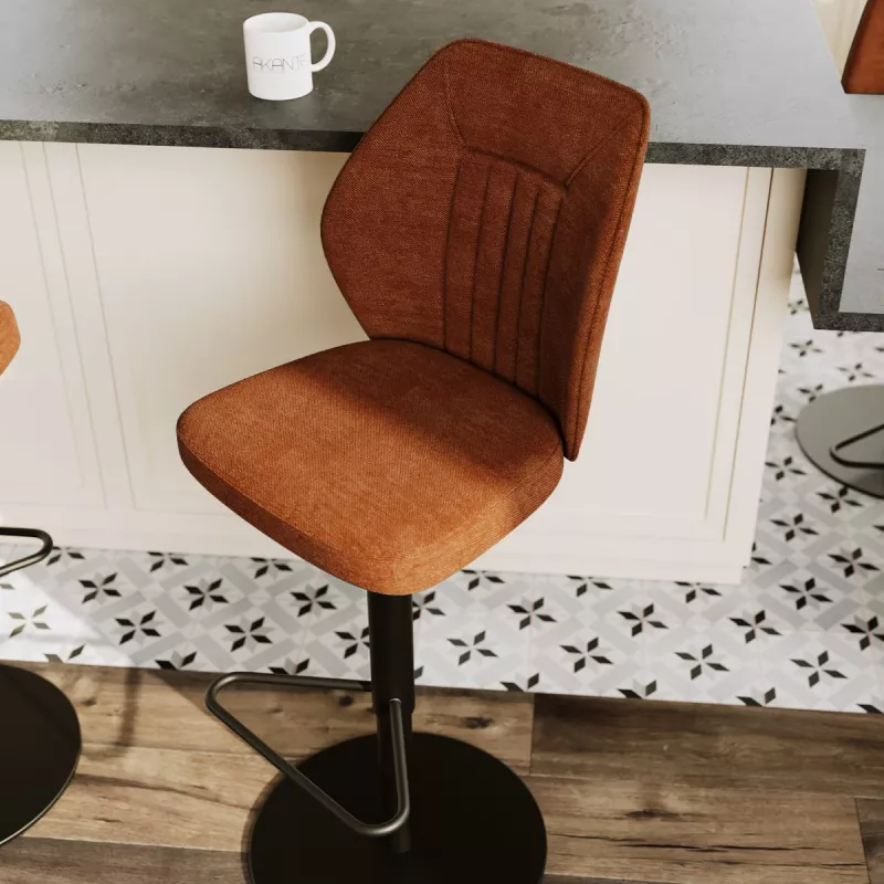 BUDAPEST│Tabouret H115 cm - Assise pivotante 360°│Tissus à choix