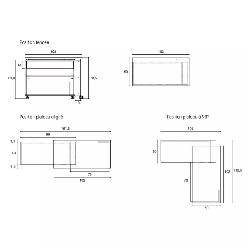 Homere bureau pivotant home office / télétravail