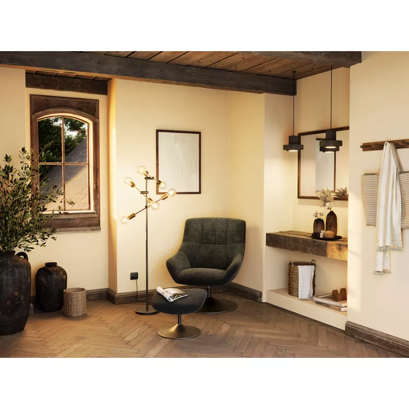 BILBAO EXPO│Fauteuil avec repose-pieds│Assise pivotante│Anthracite