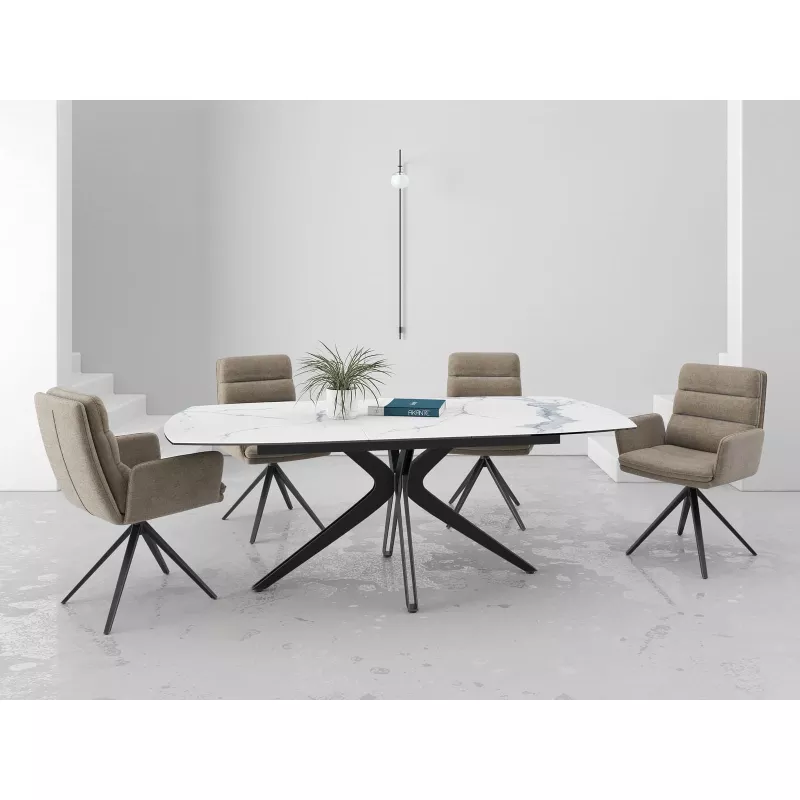 HELSINKI EXPO│Siège d'accueil - visiteur│Assise pivotante avec rappel│Beige
