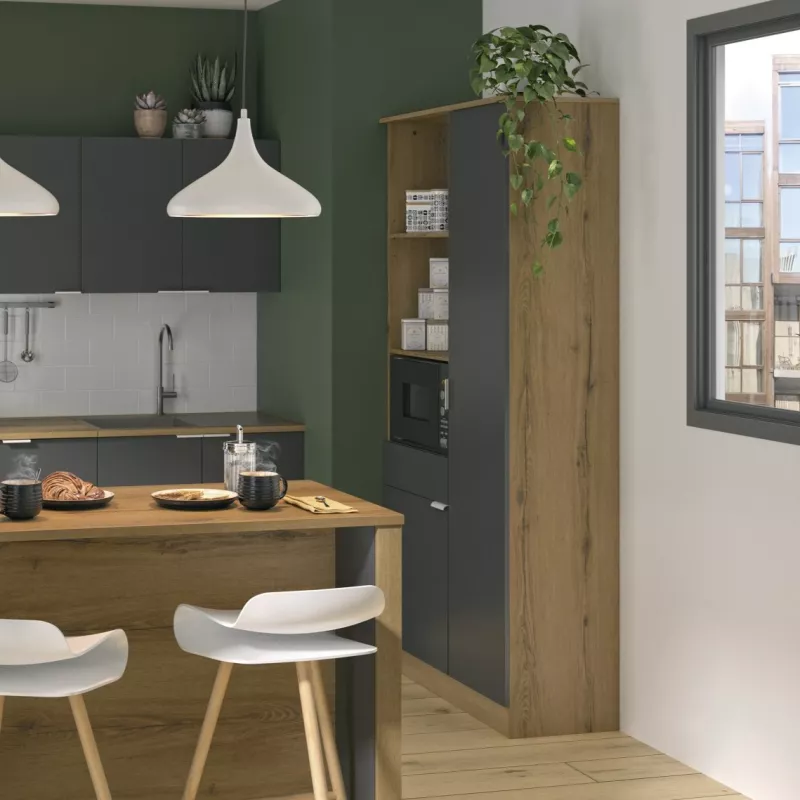 EDEN│Buffet haut 2 portes 1 tiroir│41x100xh200 cm│Anthracite