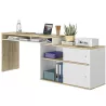 MODULA│Bureau Modulable étagères + porte│Blanc│130/203x45xh62/76 cm