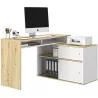 MODULA│Bureau Modulable étagères + porte│Blanc│130/203x45xh62/76 cm