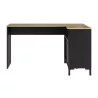 MANCHESTER│Bureau angle étagères + porte coulissante│Noir│136x48/88xh73 cm