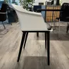 SCOTT│Fauteuil sur 4 pieds polypropylène noir - avec placet similicuir│Blanc/Noir