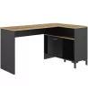 MANCHESTER│Bureau angle étagères + porte coulissante│Noir│136x48/88xh73 cm