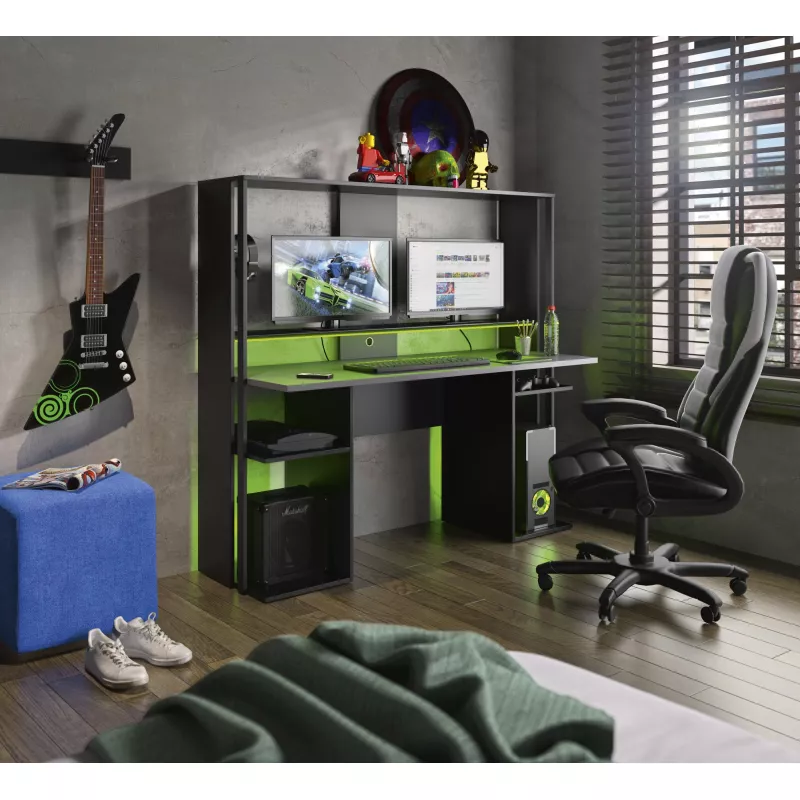 STREAM│Bureau gamer│Noir│167x60xh145 cm