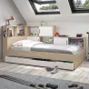 ERWAN│Lit enfant rangements│90x200 cm│Châtaignier naturel
