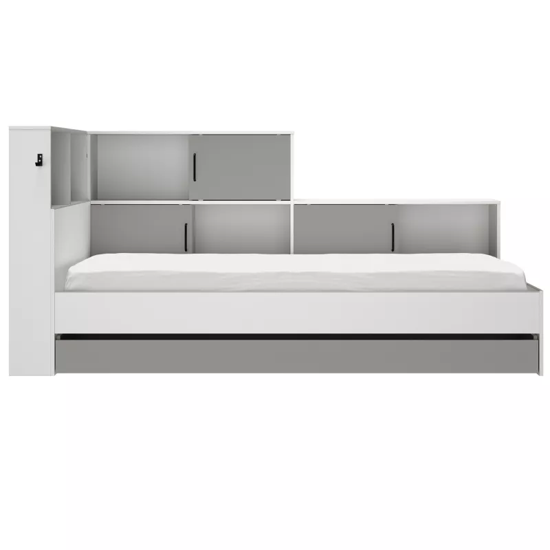 ERWAN│Lit enfant rangements│90x200 cm│Gris moon