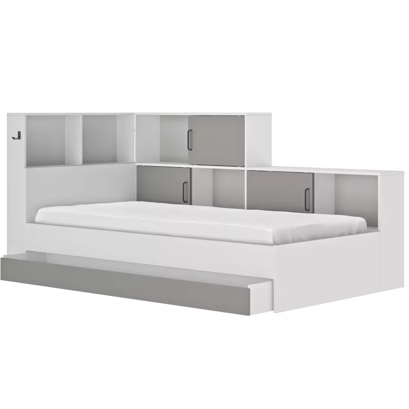 ERWAN│Lit enfant rangements│90x200 cm│Gris moon