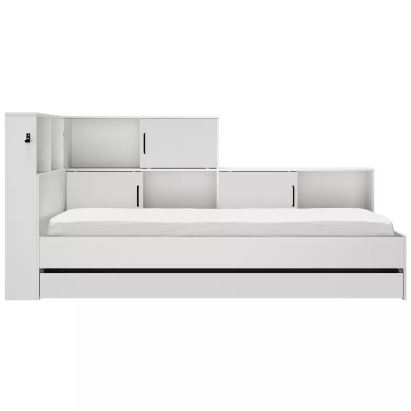ERWAN│Lit enfant rangements│90x200 cm│Blanc