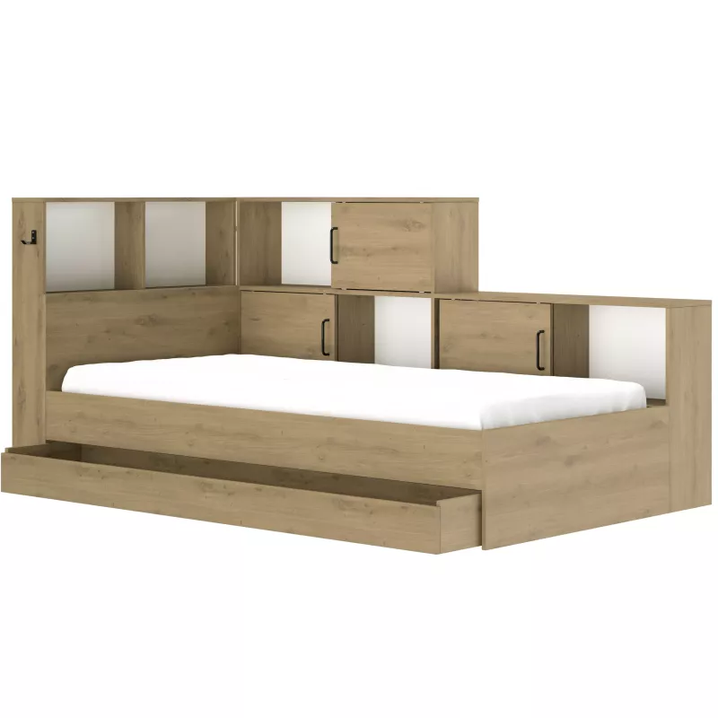 ERWAN│Lit enfant rangements│90x200 cm│Chêne artisan
