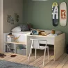OSCAR│Lit enfant rangements et bureau│90x190 cm│Châtaignier naturel