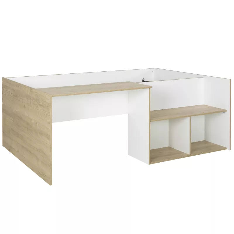 OSCAR│Lit enfant rangements et bureau│90x190 cm│Châtaignier naturel
