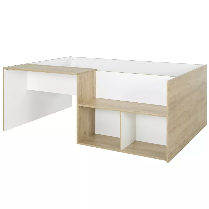 OSCAR│Lit enfant rangements et bureau│90x190 cm│Châtaignier naturel