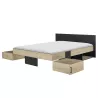 SWIVEL│Lit adultes rangements│140x190 cm│Châtaignier naturel-Noir