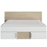 SWIVEL│Lit adultes rangements│140x200 cm│Châtaignier naturel-Blanc