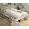 SWIVEL│Lit adultes rangements│140x200 cm│Châtaignier naturel-Blanc