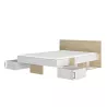 SWIVEL│Lit adultes rangements│140x200 cm│Châtaignier naturel-Blanc