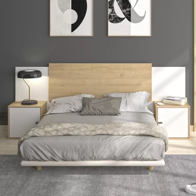 ALIX│Tête de lit│L246xh91 cm│Châtaignier naturel-Blanc