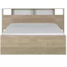 SOLEA│Lit adultes rangements│140x190 cm│Châtaignier naturel-Blanc