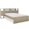 SOLEA│Lit adultes rangements│140x190 cm│Châtaignier naturel-Blanc