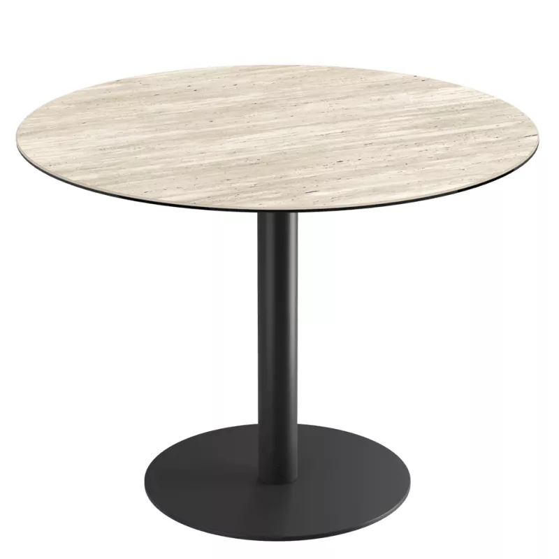 ORLANDO │Table ronde ø100 cm │Piètement acier laqué noir mat│Coloris à choix