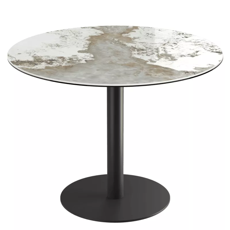 ORLANDO │Table ronde ø100 cm │Piètement acier laqué noir mat│Coloris à choix