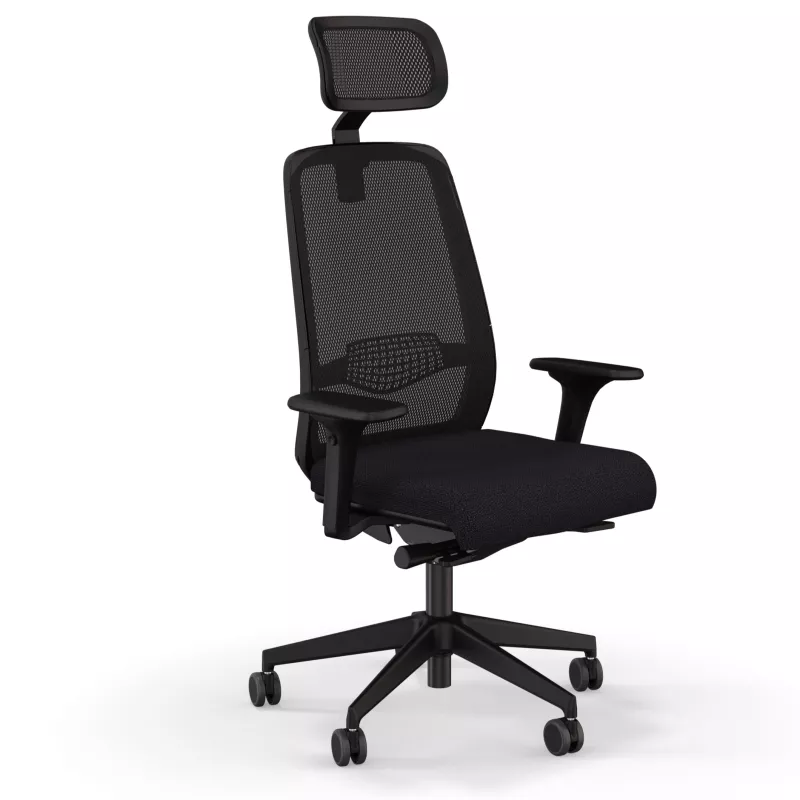 GABIN | Fauteuil de travail avec têtière | Synchrone ergonomique-accoudoirs 4D