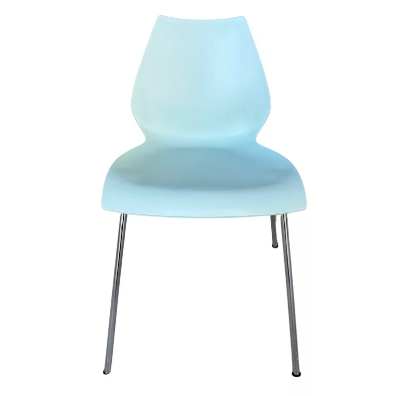 KARTELL│Chaise d'accueil/collectivité modèle MAUI designer Vico Magistretti│bleu clair