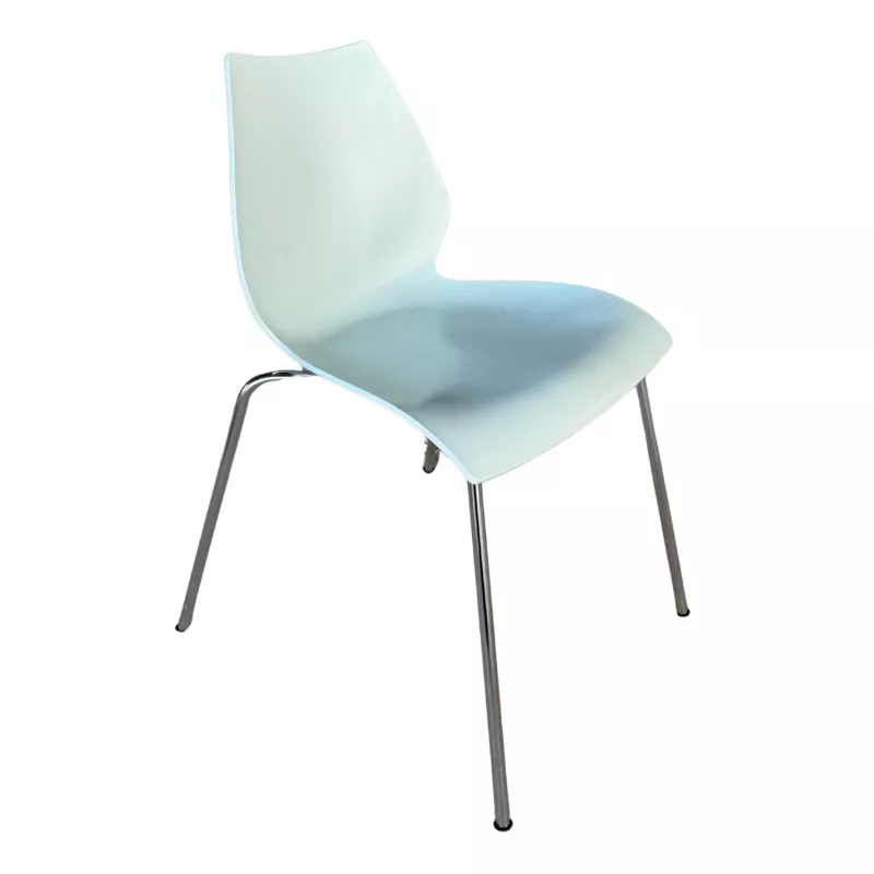KARTELL│Chaise d'accueil/collectivité modèle MAUI designer Vico Magistretti│bleu clair