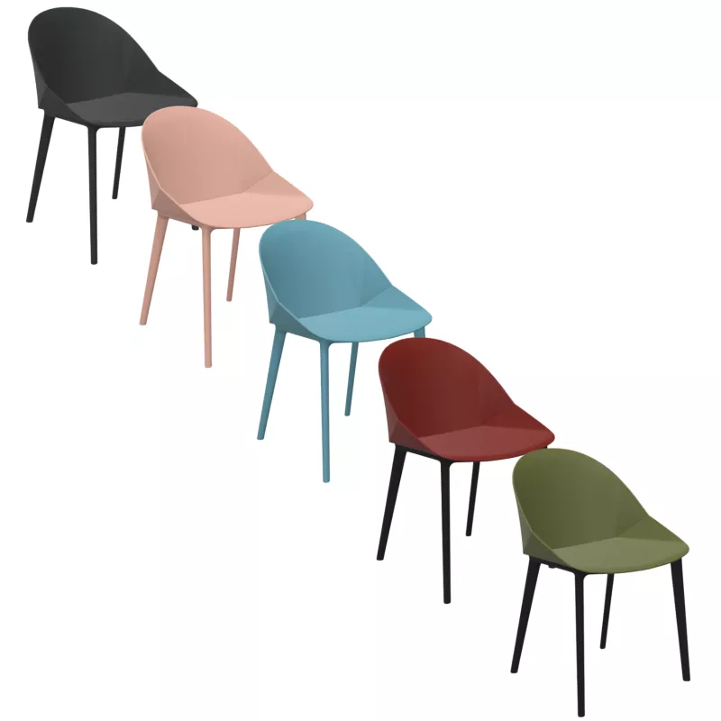 LOLA│Chaise Monocoque│4 pieds polypro│Coloris à choix