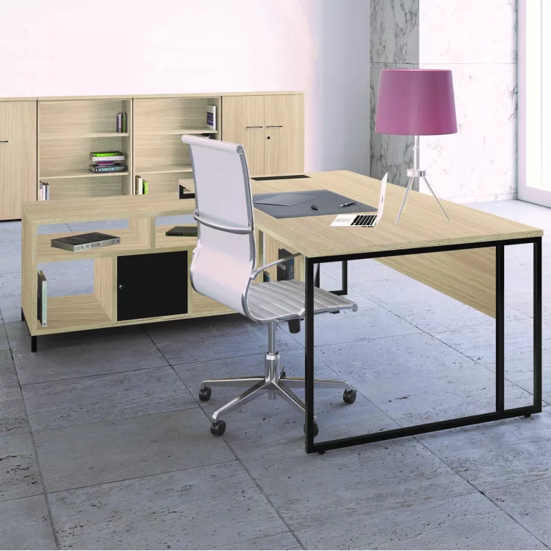 STRICTO│Bureau Direction avec meuble retour ouvert