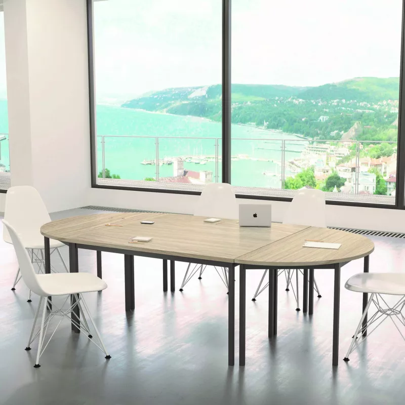 RENCONTRE│Table modulaire sur 4 pieds et structure assortie