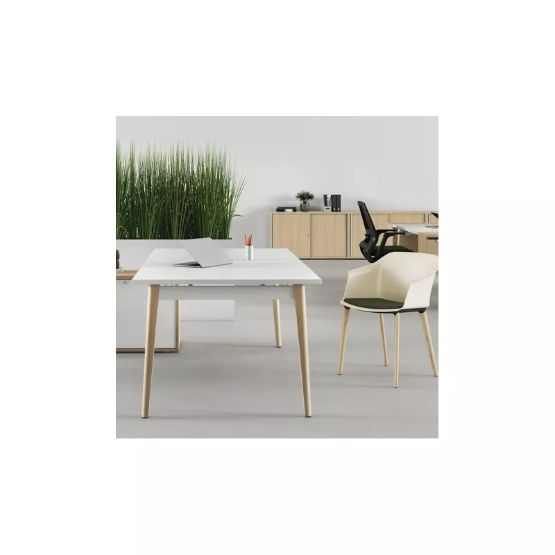 Bureau droit EOL série Robin mobilier neuf PIED BOIS MASSIF